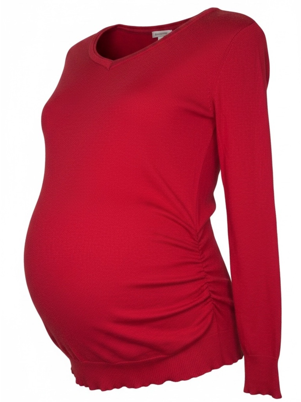 Motherhood Maternity Red Maternity V-Neck Long Sleeve Lightweight Sweater